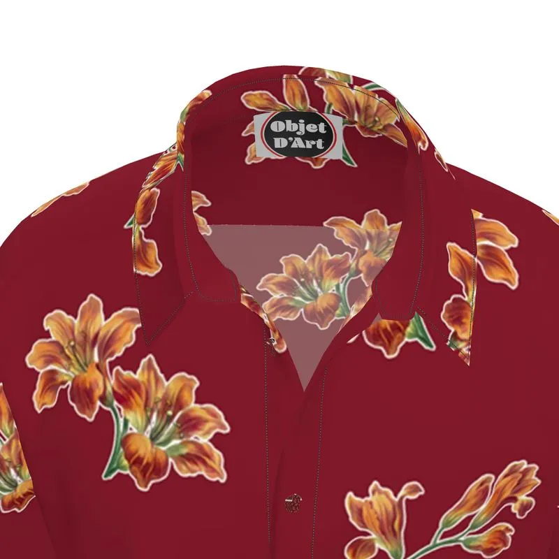 Tiger Lily Floral Mens Short Sleeve Shirt