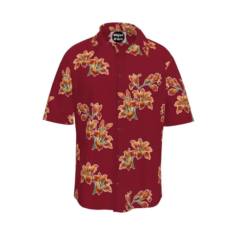 Tiger Lily Floral Mens Short Sleeve Shirt