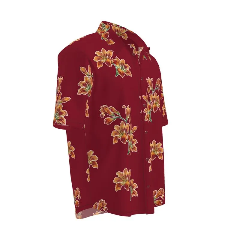 Tiger Lily Floral Mens Short Sleeve Shirt