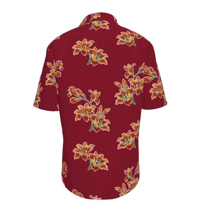 Tiger Lily Floral Mens Short Sleeve Shirt