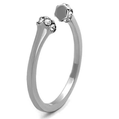 TK1580 High polished (no plating) Stainless Steel Ring with Top Grade Crystal in Clear