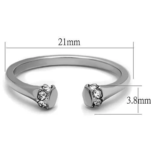 TK1580 High polished (no plating) Stainless Steel Ring with Top Grade Crystal in Clear