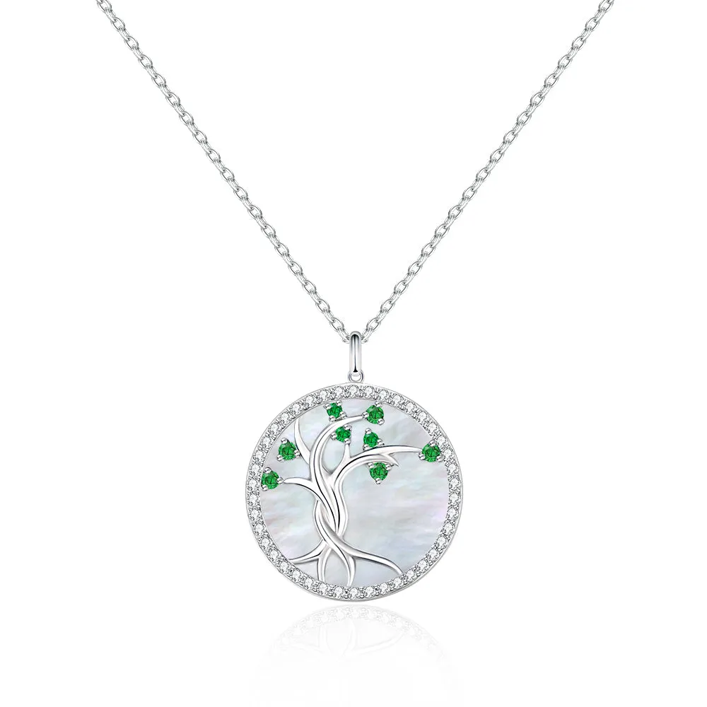 Tree of Life Pendant Necklace White Mother of Pearl for Women 0203