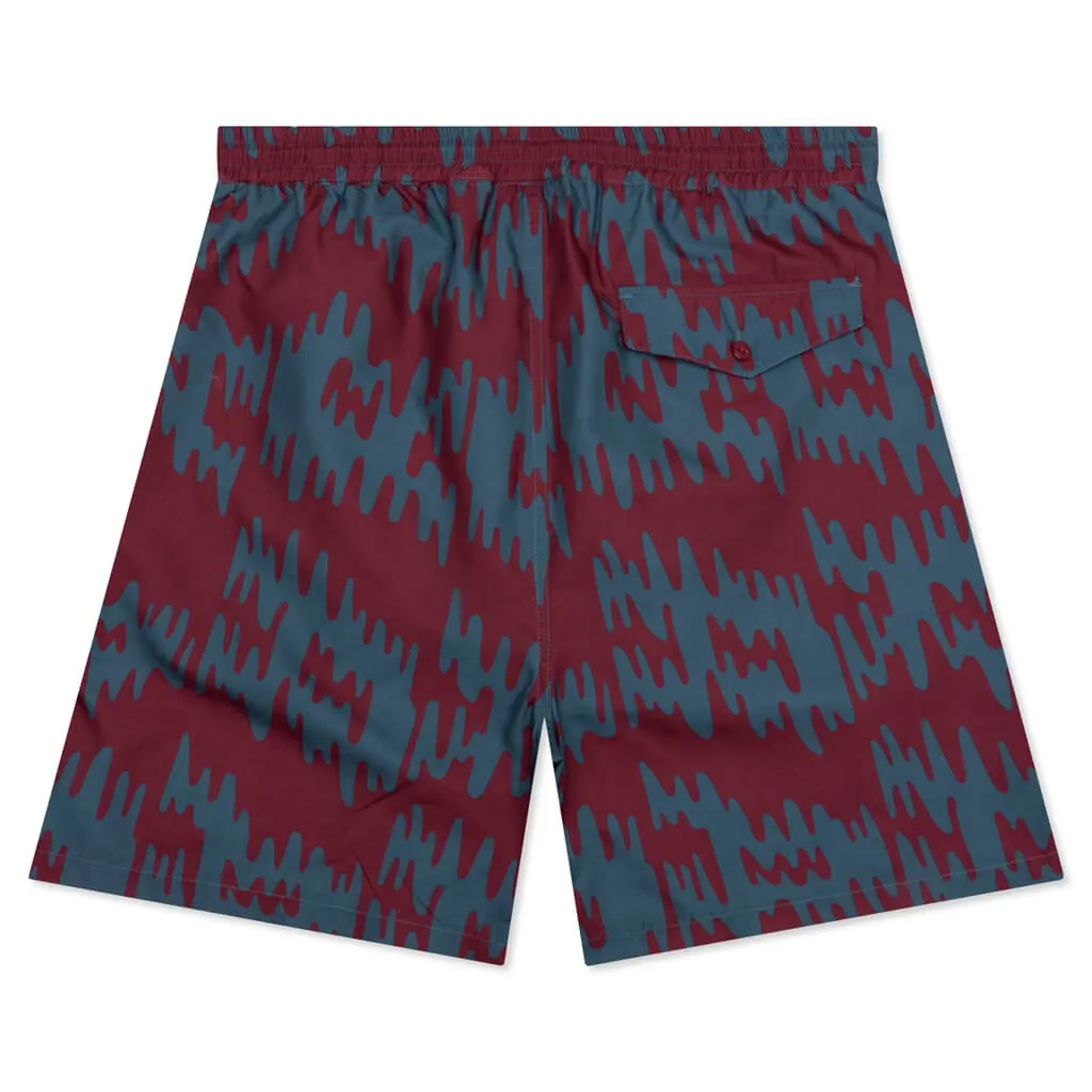 Tremor Pattern Swim Shorts - Deep Red