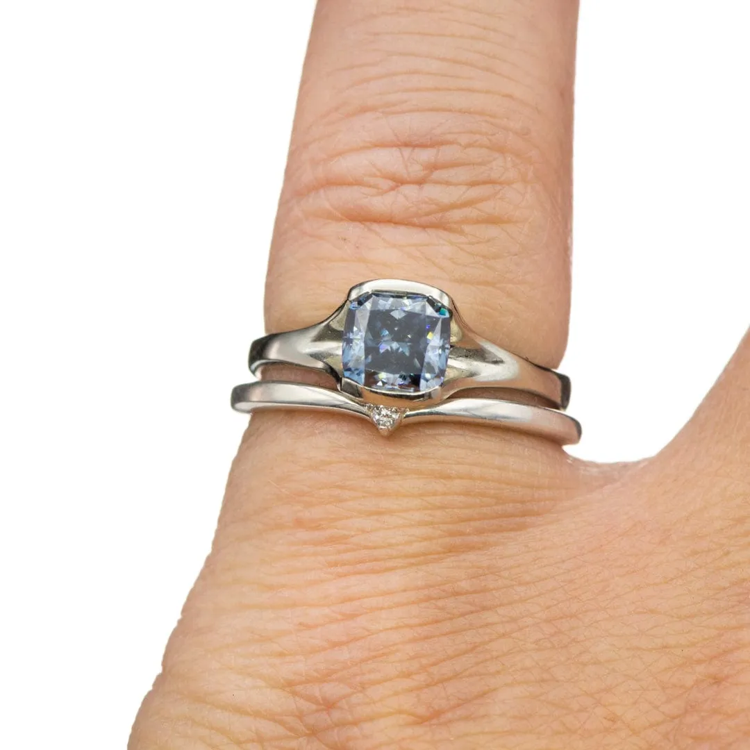 Vani Band - Tiny Diamond V-Shape Contoured Sterling Silver Stacking Wedding Ring, Ready to Ship