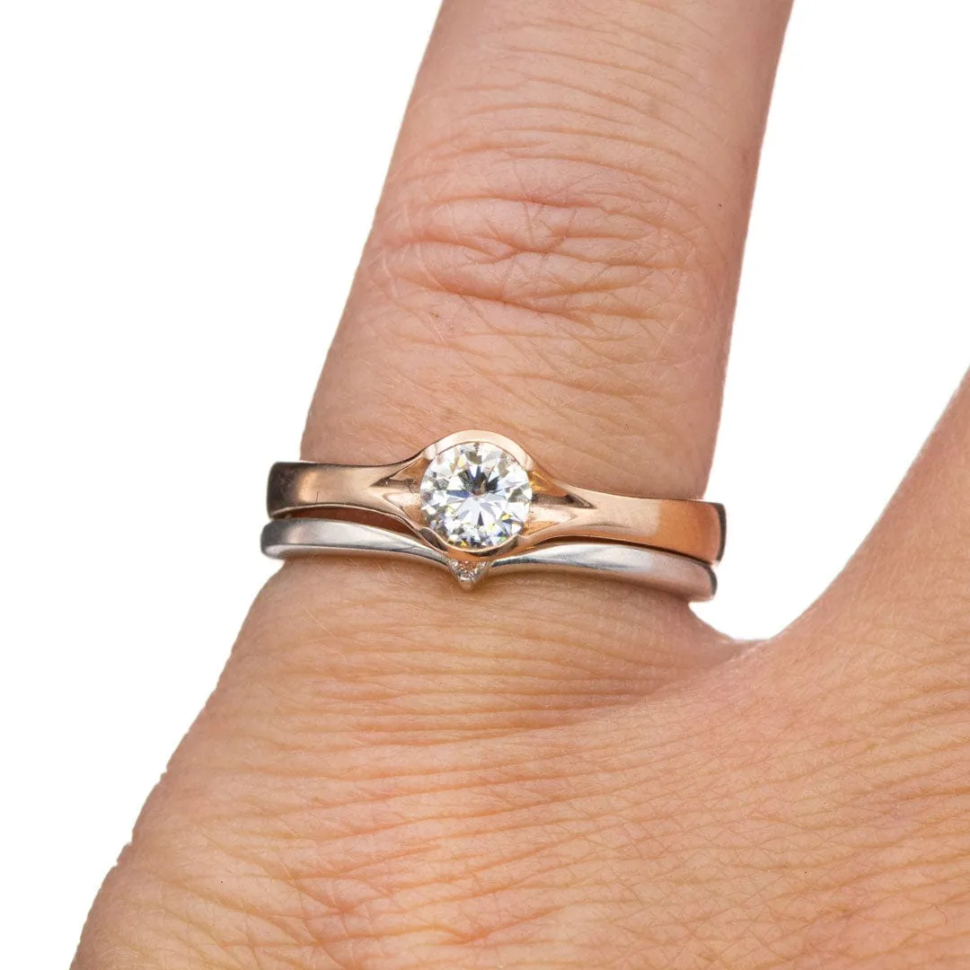 Vani Band - Tiny Diamond V-Shape Contoured Sterling Silver Stacking Wedding Ring, Ready to Ship