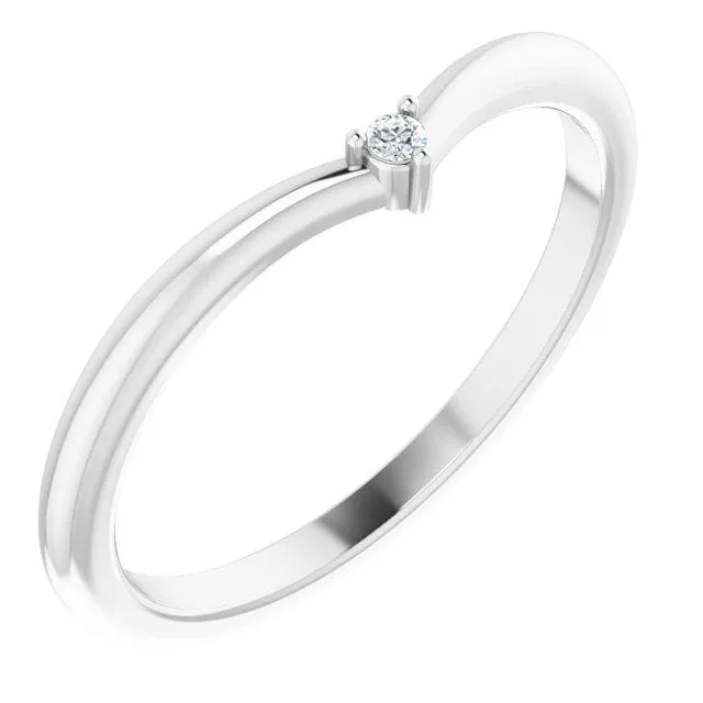 Vani Band - Tiny Diamond V-Shape Contoured Sterling Silver Stacking Wedding Ring, Ready to Ship