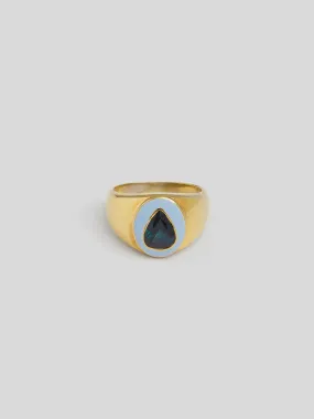 Vermeil Teardrop Enamel Signet - Archival Collection