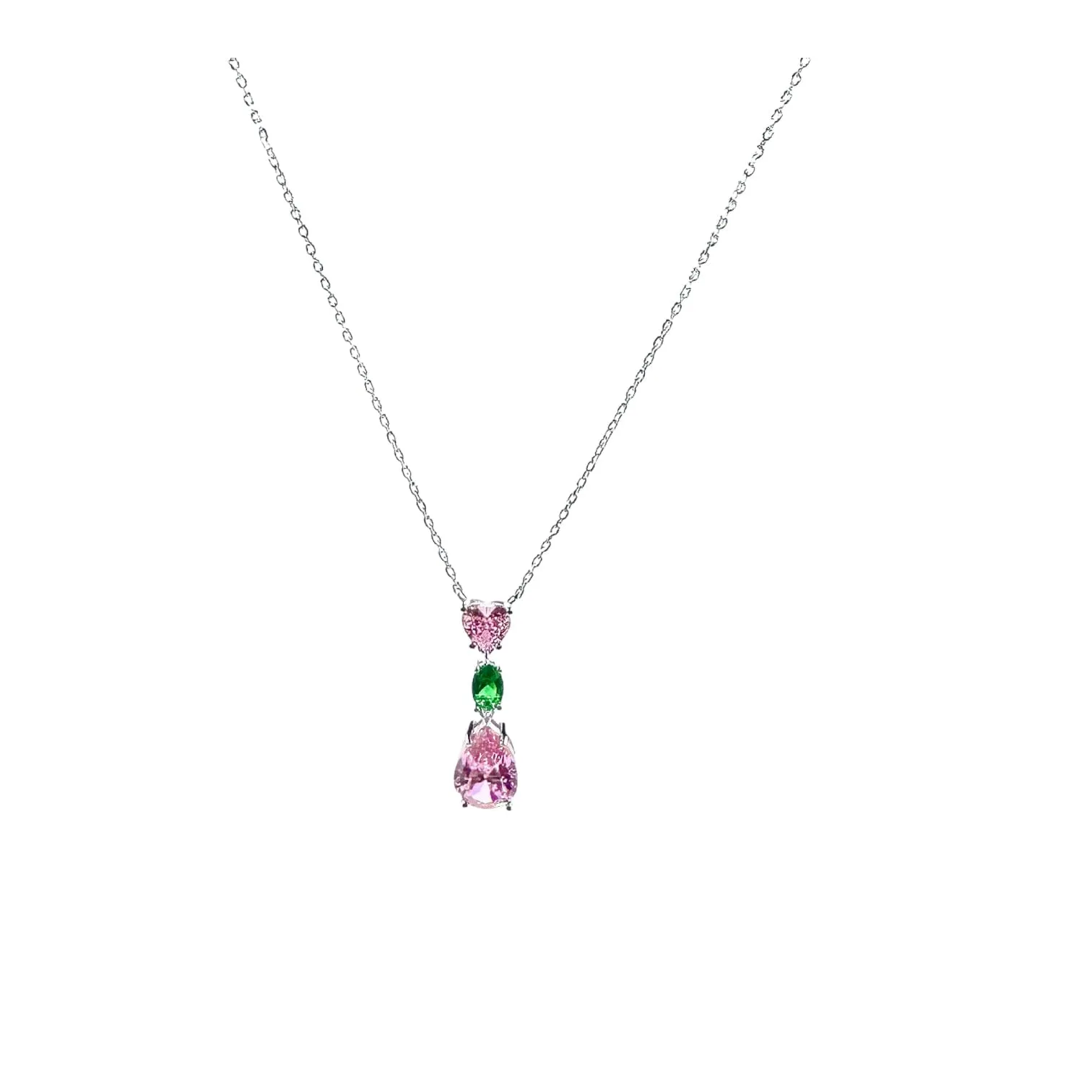 Victoria Pink and Green Drop Necklace