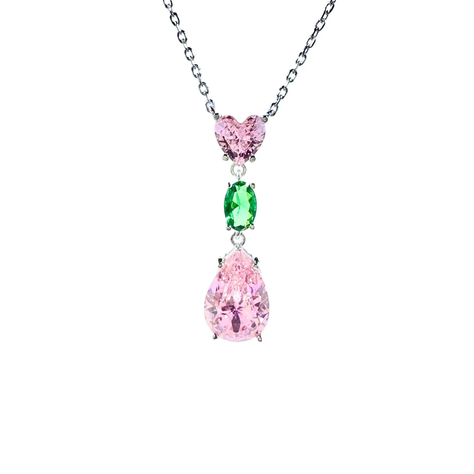 Victoria Pink and Green Drop Necklace