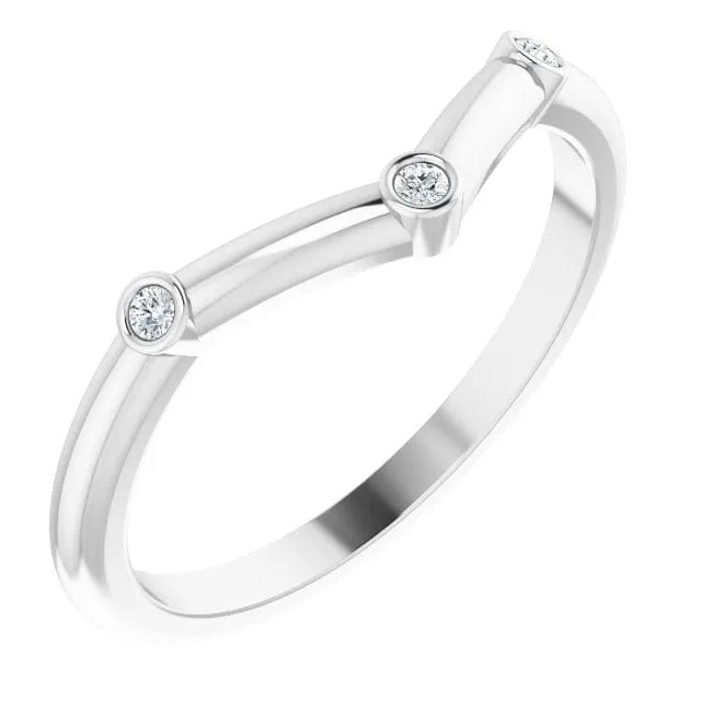 Vinnie Chevron Band - Bezel Set Diamond Contoured Wedding Ring