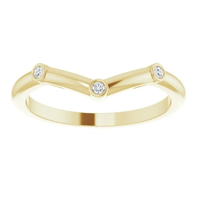 Vinnie Chevron Band - Bezel Set Diamond Contoured Wedding Ring