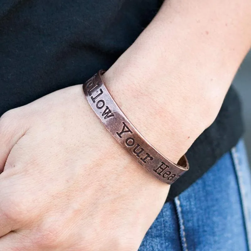 Wherever Your Heart Takes You Copper Skinny Cuff Bracelet