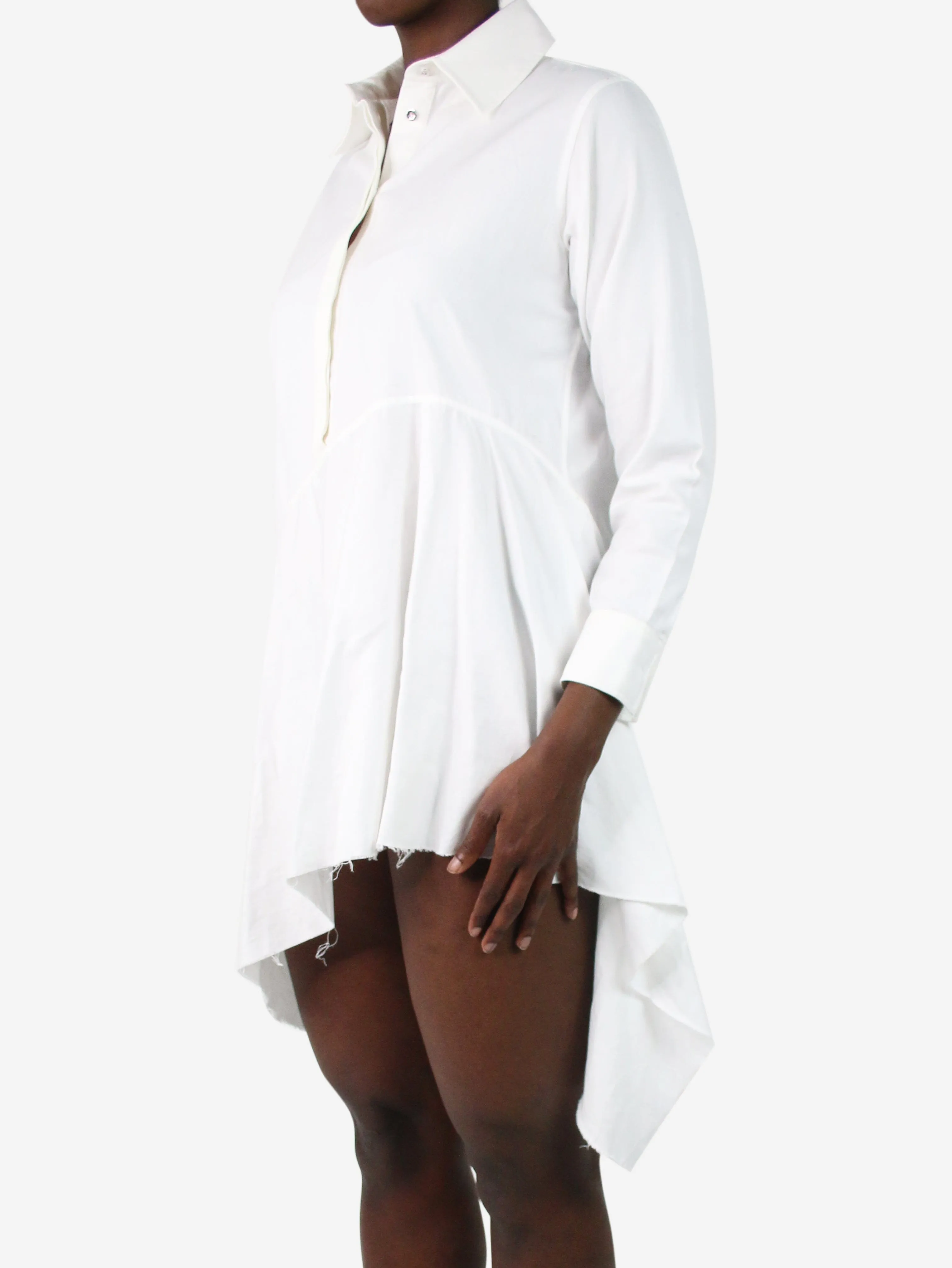 White long-sleeved button-up collared blouse - size XS