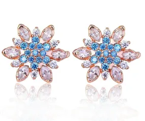 White Zircon Silver Jewelry Snowflake Stud Earrings