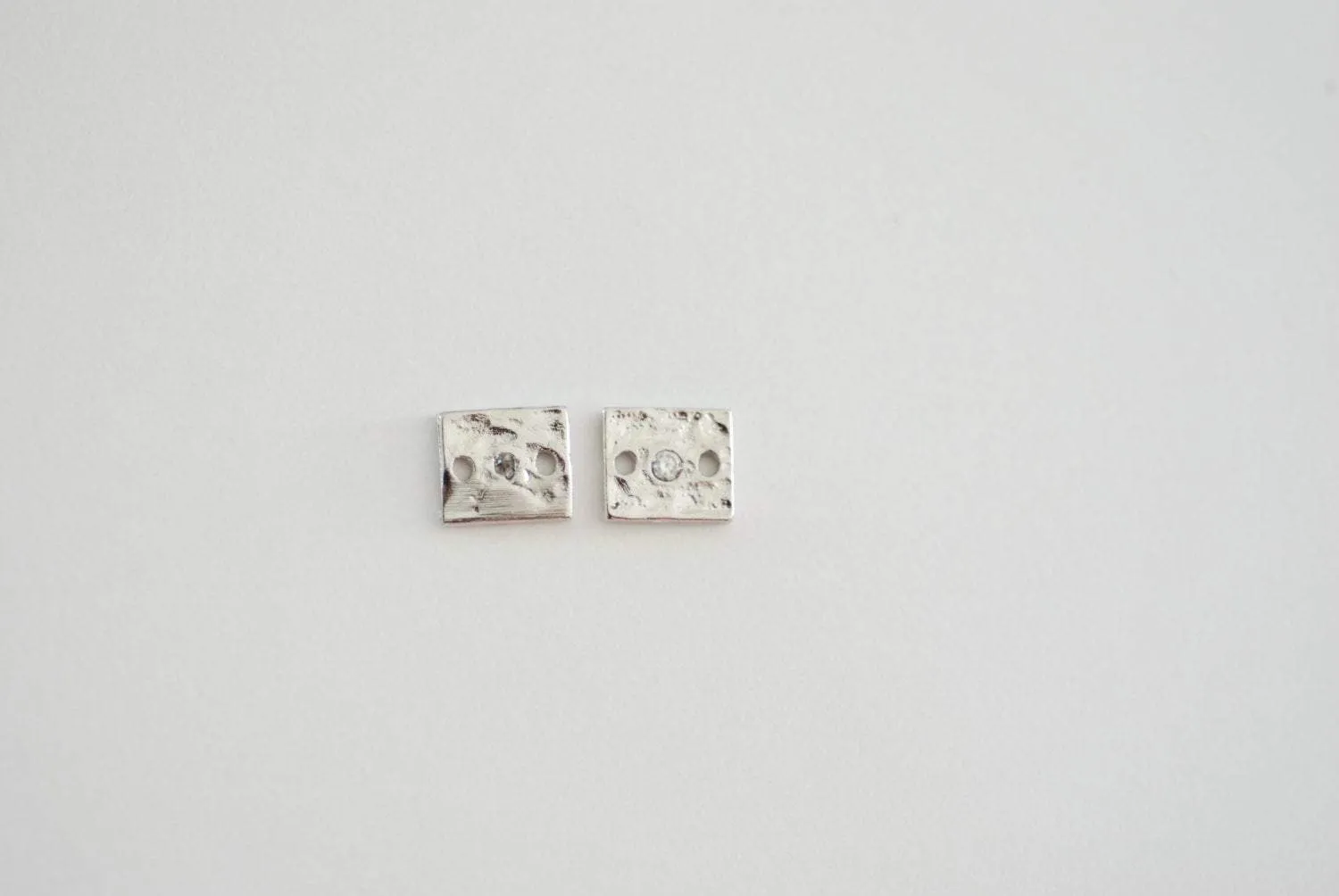 Wholesale Sterling Silver Hammered Rectangle Connector, Bright Sterling Silver Square connector, Silver bar connector, Silver Bar with crystal charm