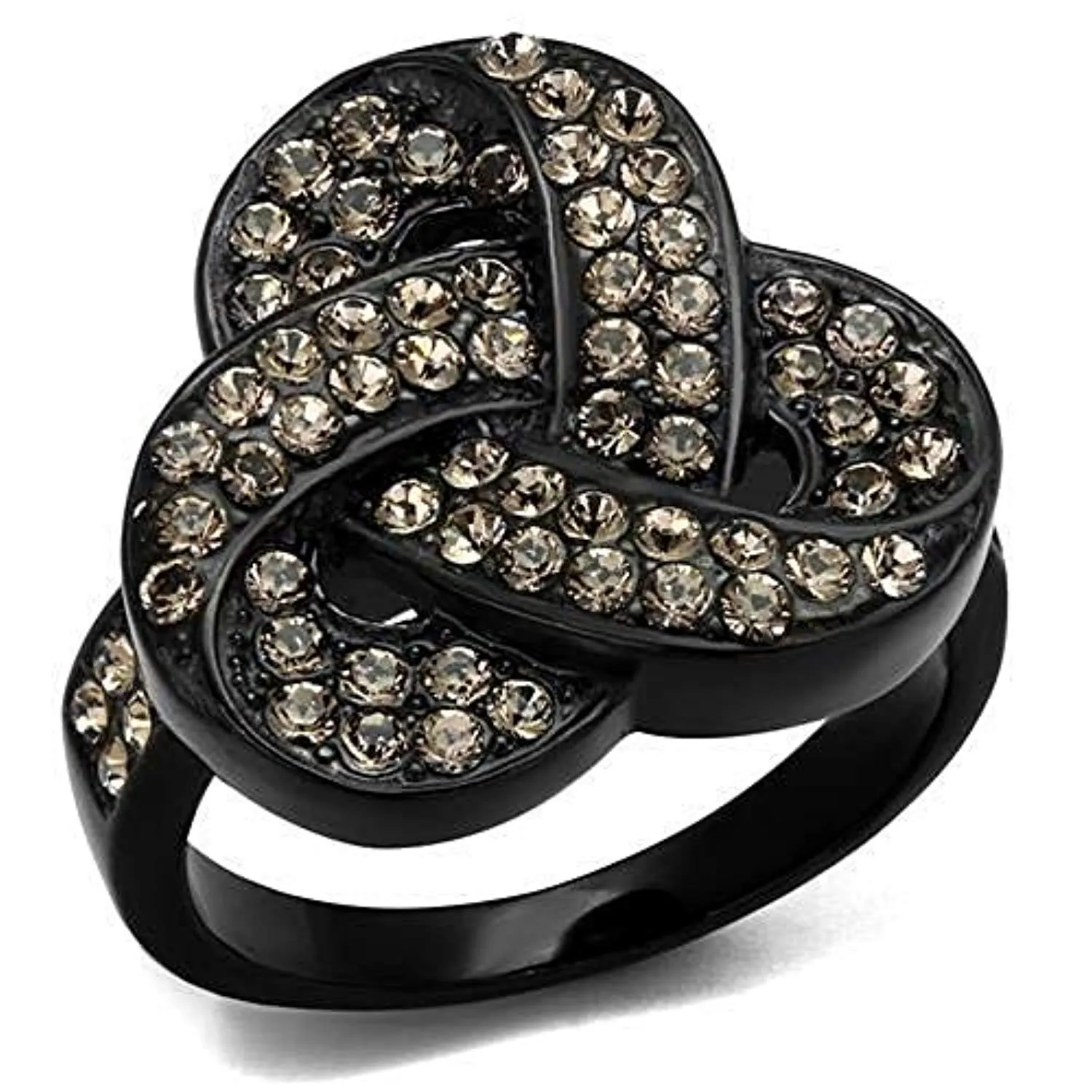 WildKlass Stainless Steel Ring IP Women Top Grade Crystal Light Smoked