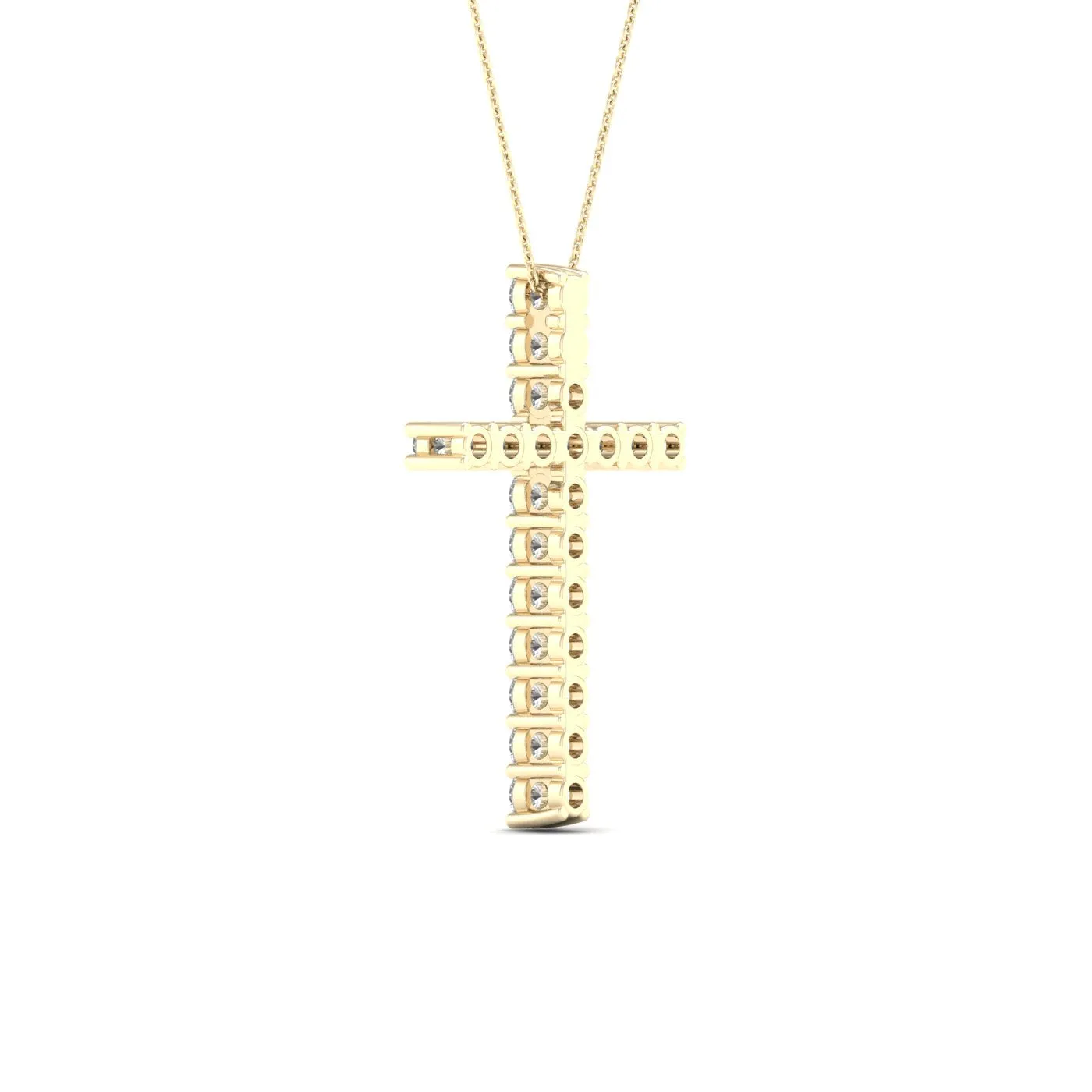 Yellow Gold Diamond Cross Pendant With Necklace Included