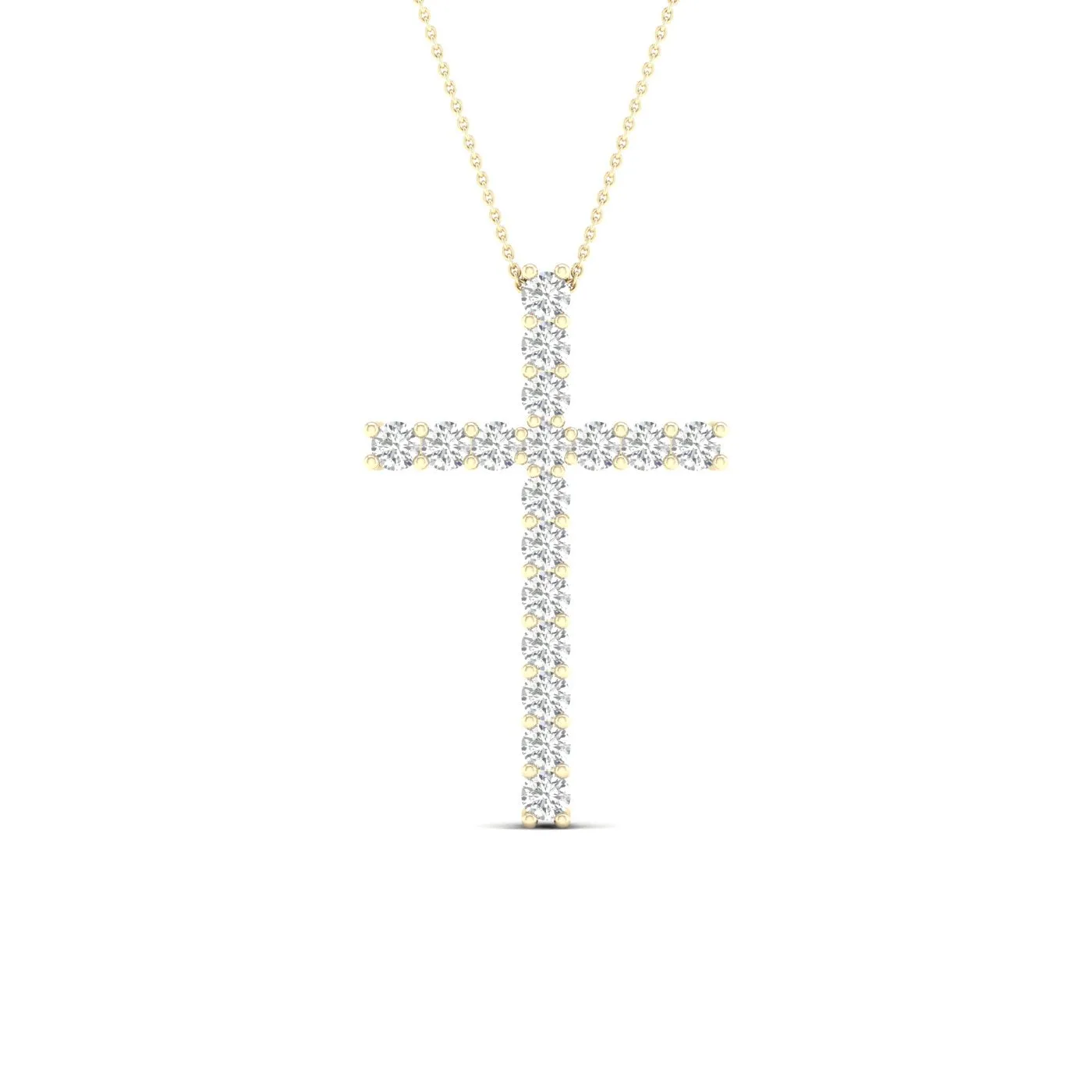 Yellow Gold Diamond Cross Pendant With Necklace Included