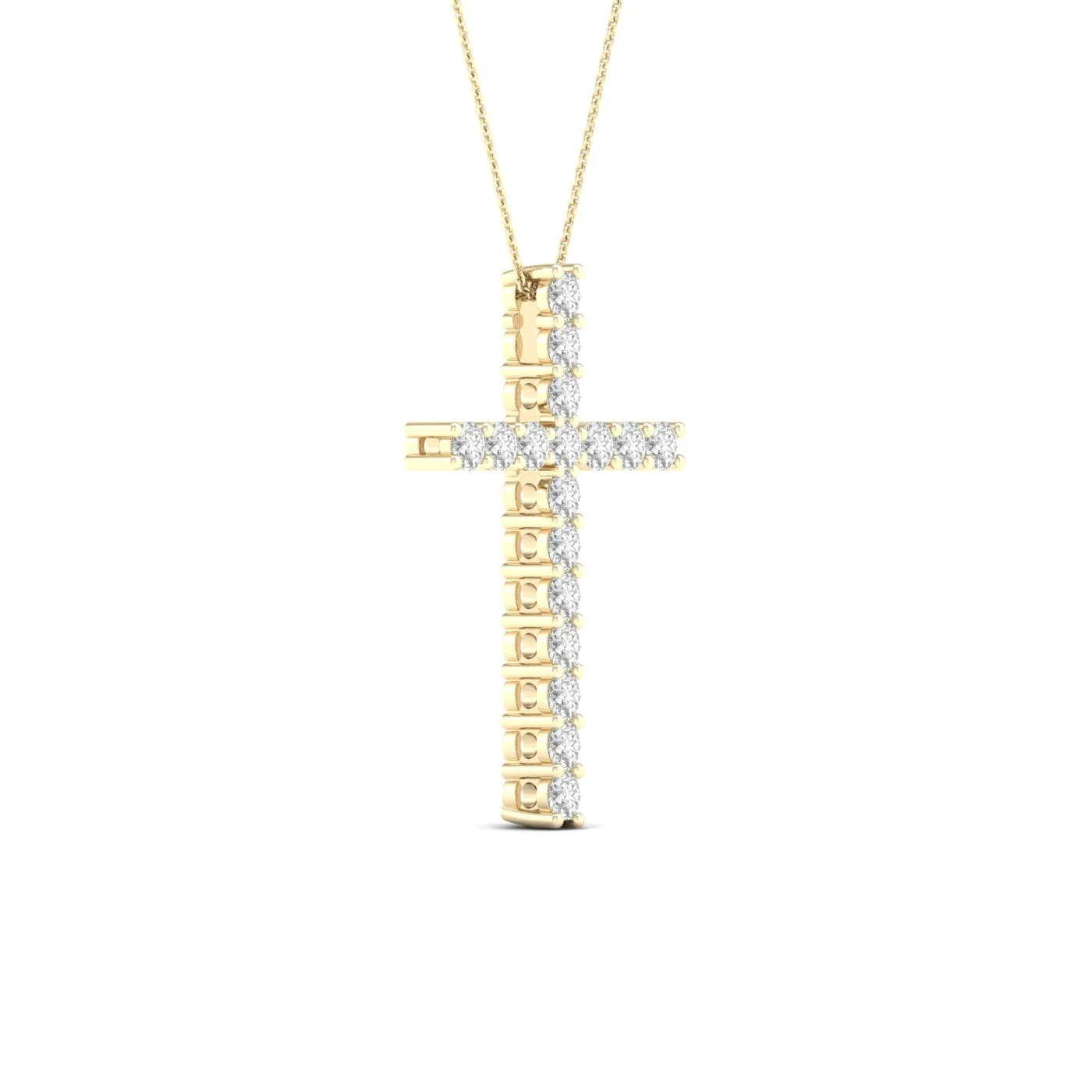 Yellow Gold Diamond Cross Pendant With Necklace Included