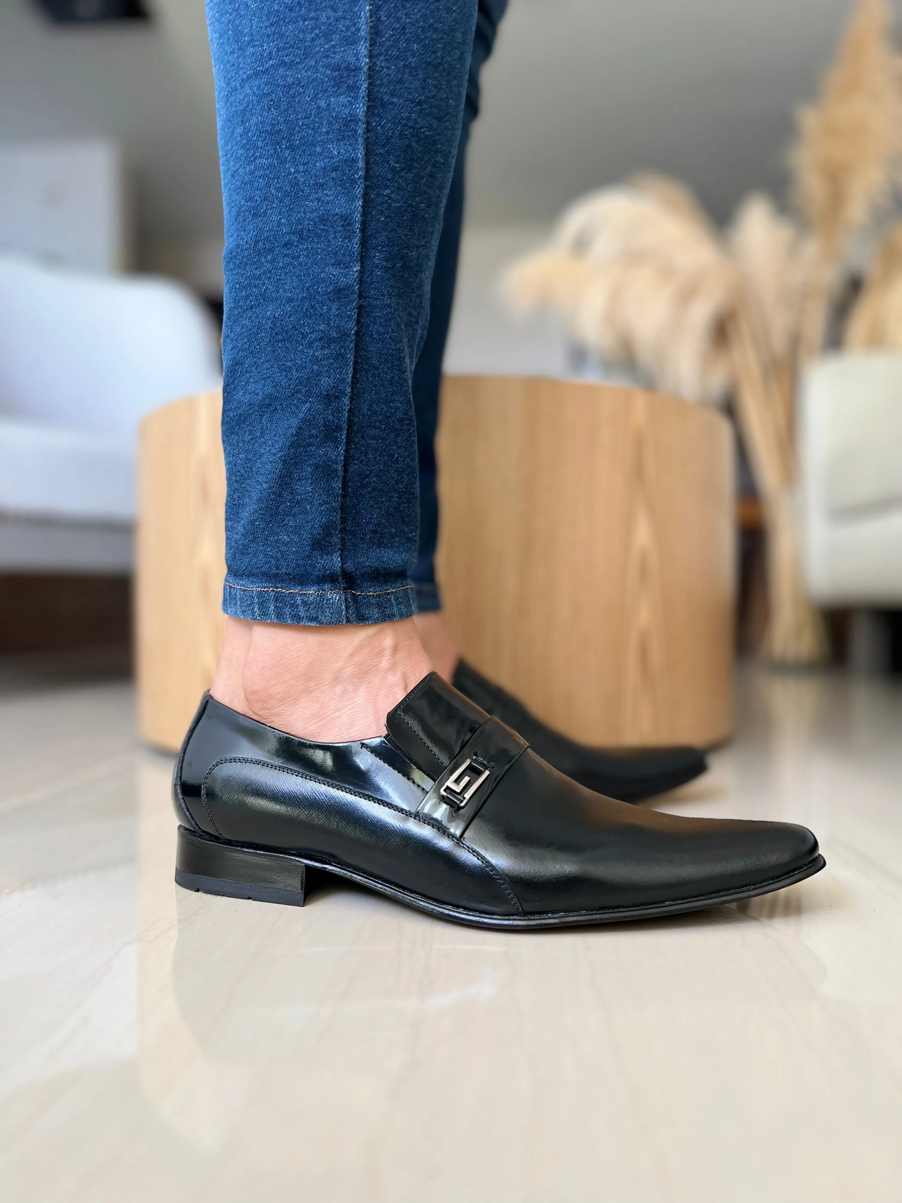 ZAPATO ELEGANTE FRANZ  MOCASIN EN CUERO NEGRO